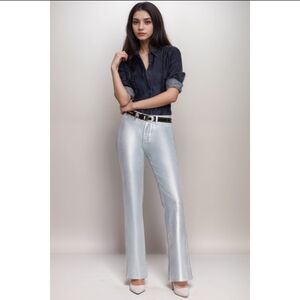 Johnny Was Sancere Straight Leg Jean in Silver Metallic